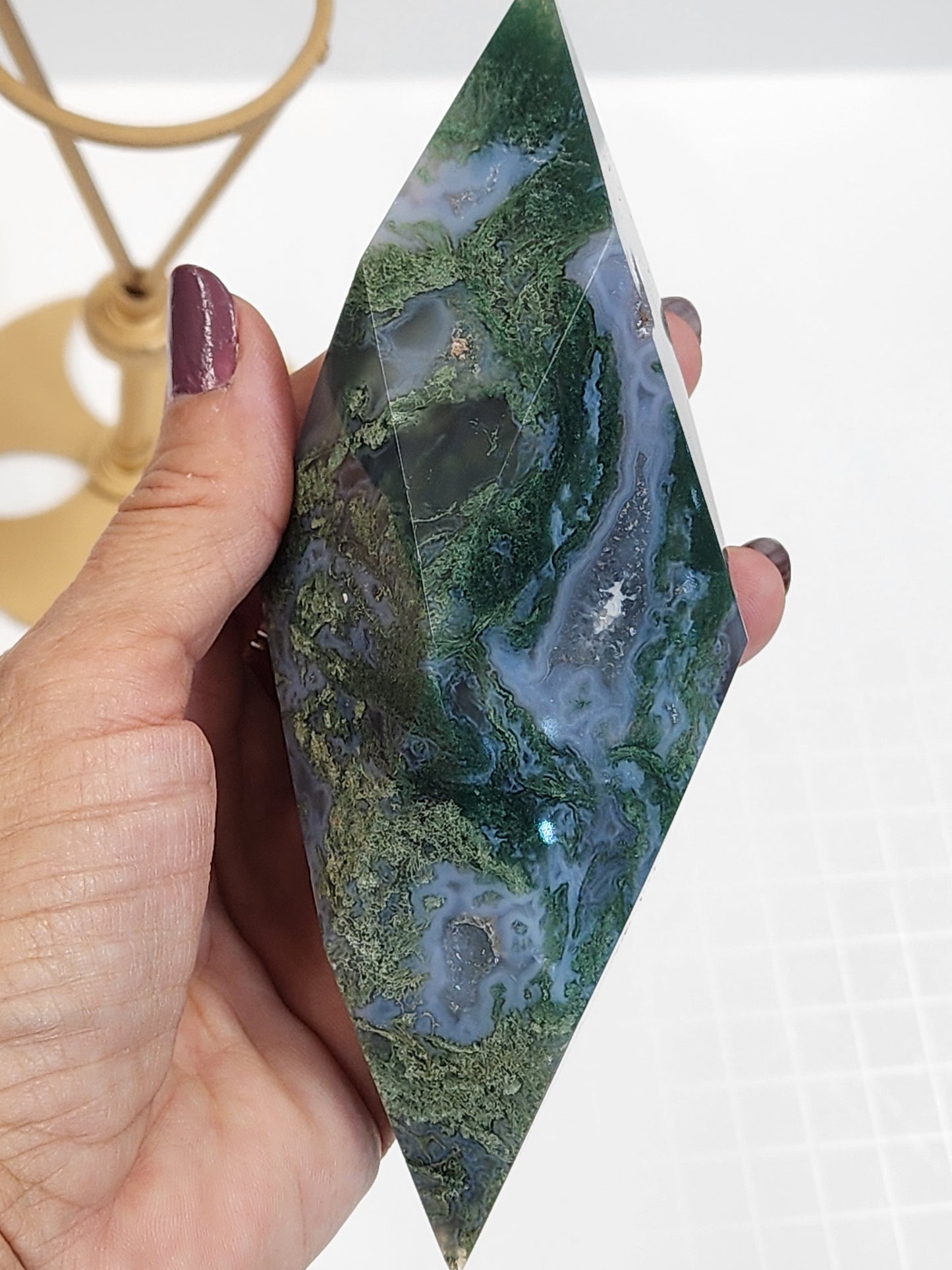 Moss Agate Diamond Shape and Free Shipping!