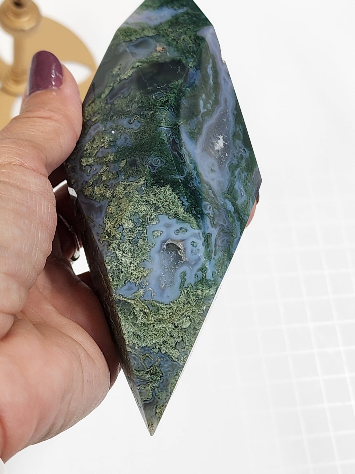 Moss Agate Diamond Shape and Free Shipping!