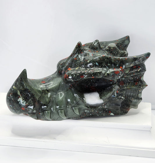 African Blood Stone Dragon Head Carving Free Shipping!