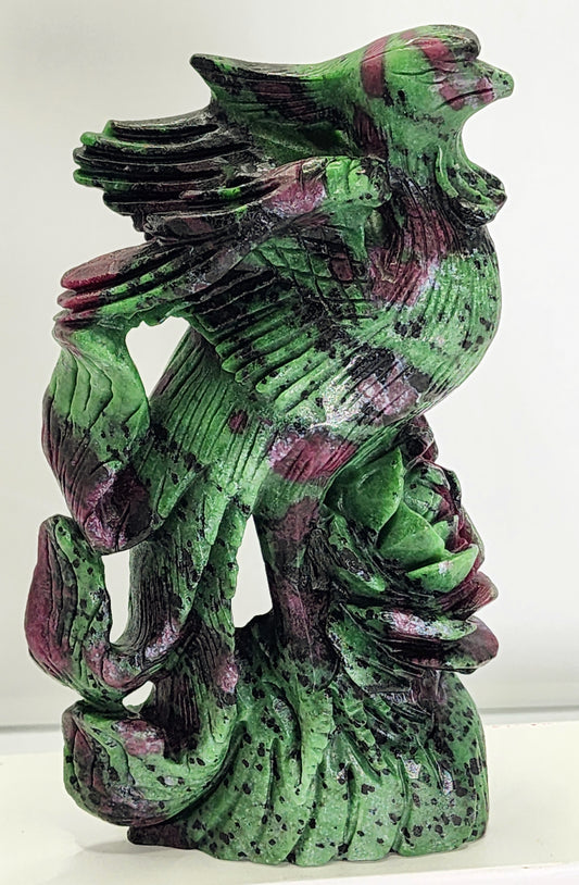 Ruby Zoisite Pheonix Large Carving and Free Shipping!