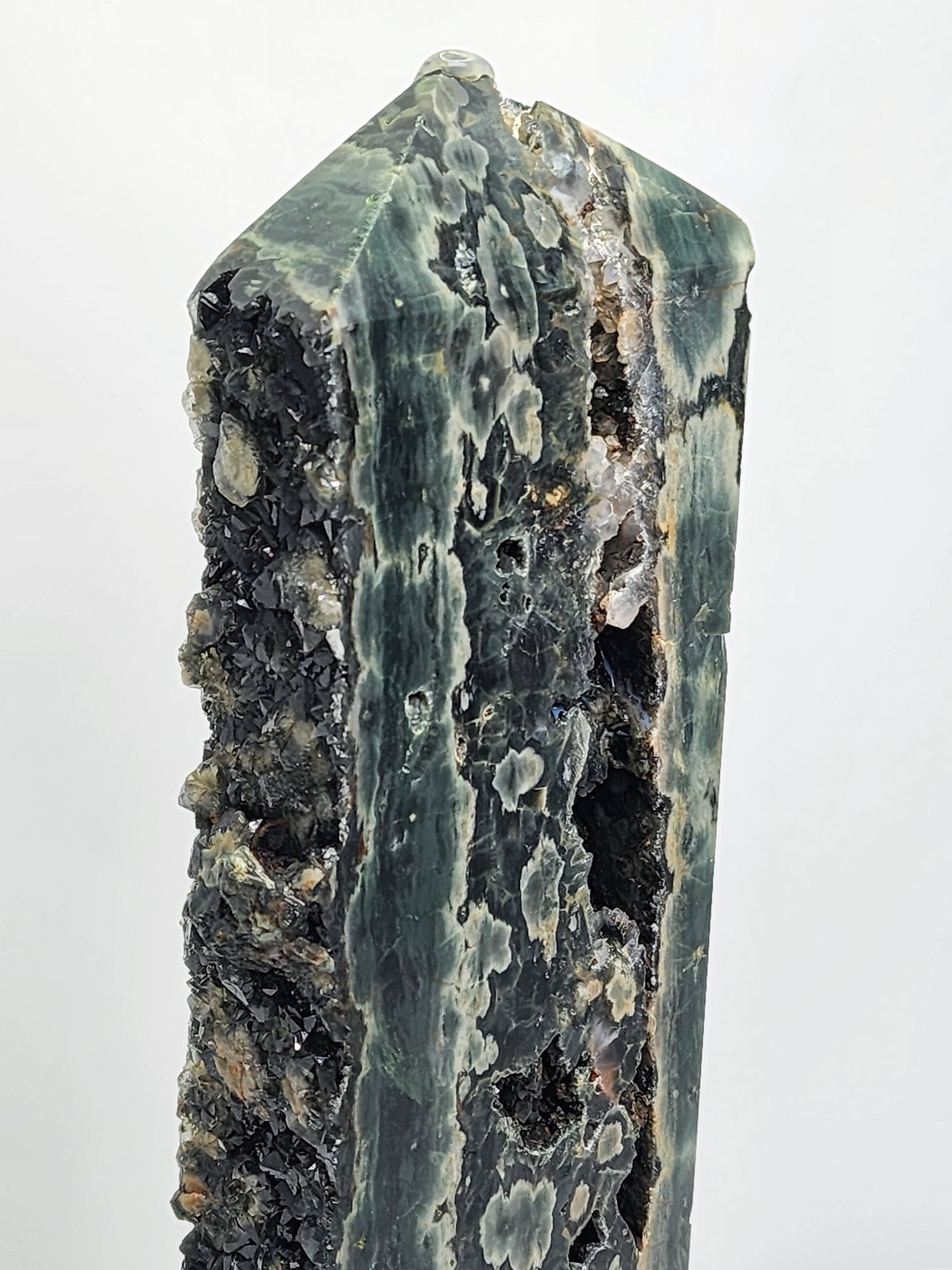 Large Druzy Dark Green Eighth Vein Ocen Jasper Tower 11.5"Tall Free Shipping!