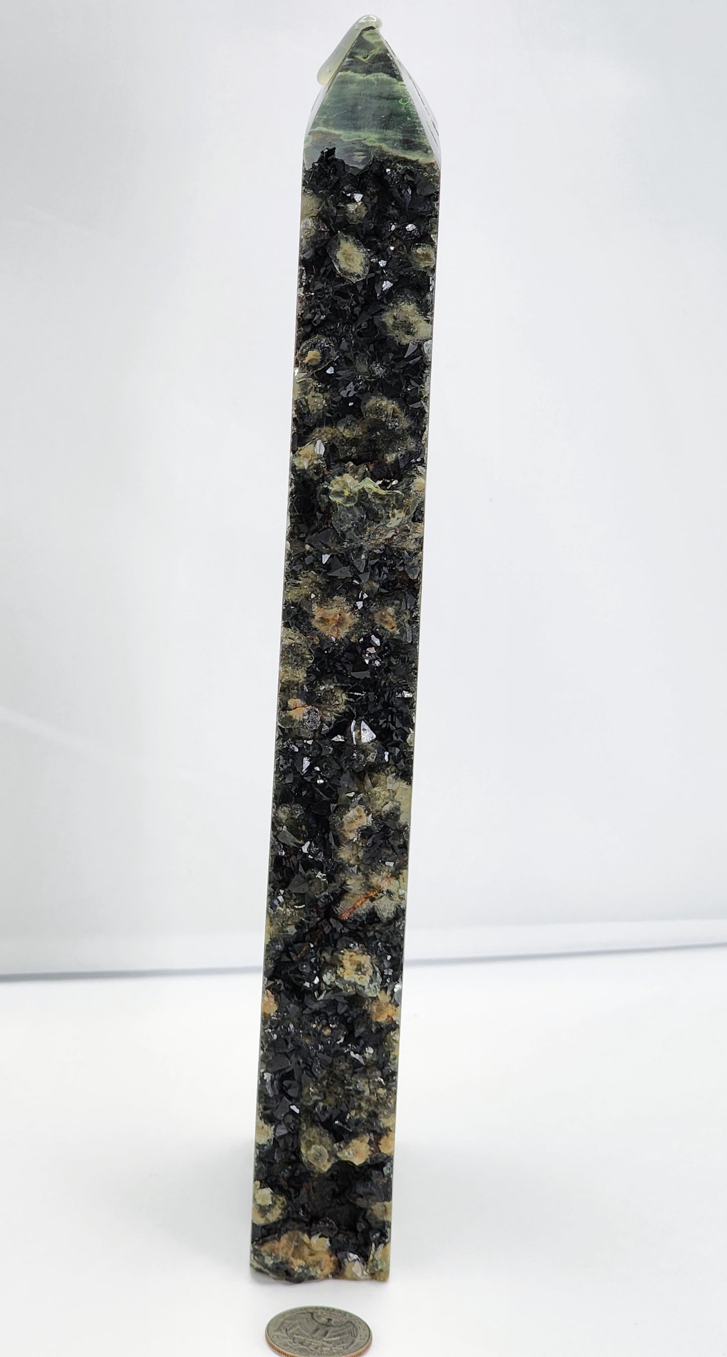 Large Druzy Dark Green Eighth Vein Ocen Jasper Tower 11.5"Tall Free Shipping!