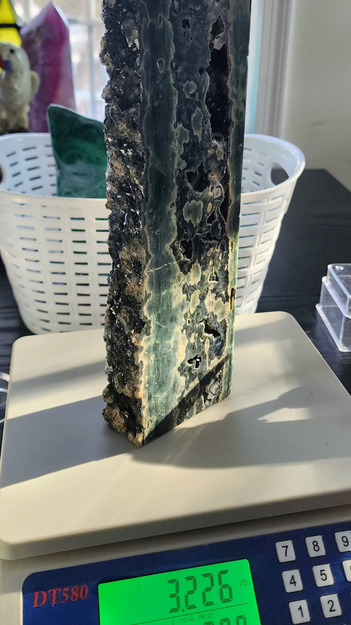 Large Druzy Dark Green Eighth Vein Ocen Jasper Tower 11.5"Tall Free Shipping!