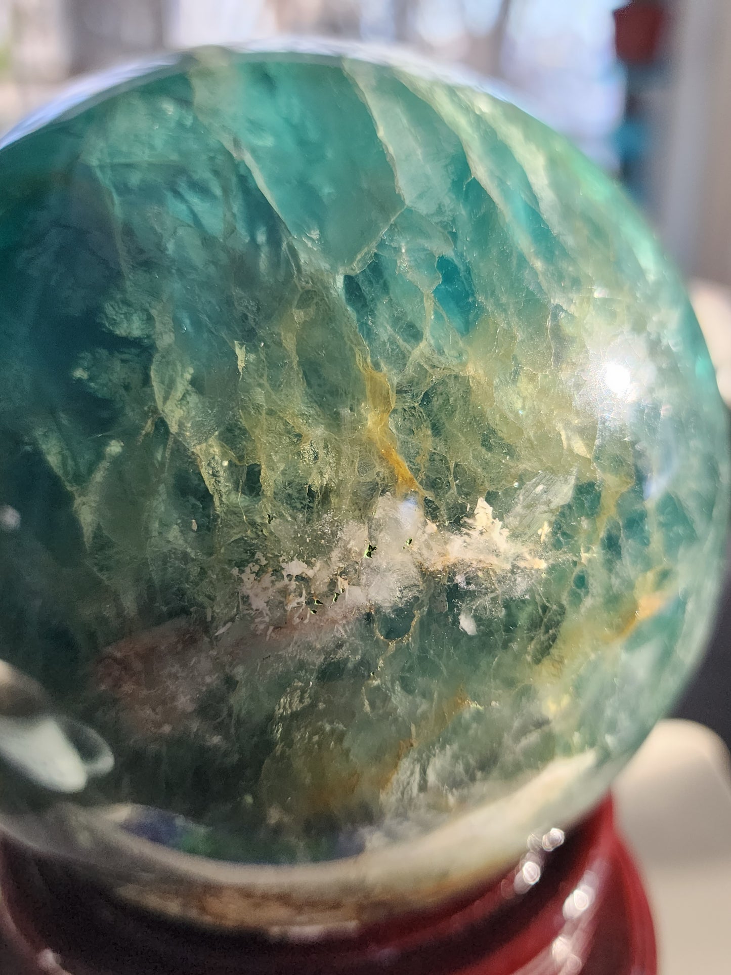 Large Green Fluorite Sphere 120mm Free Shipping!