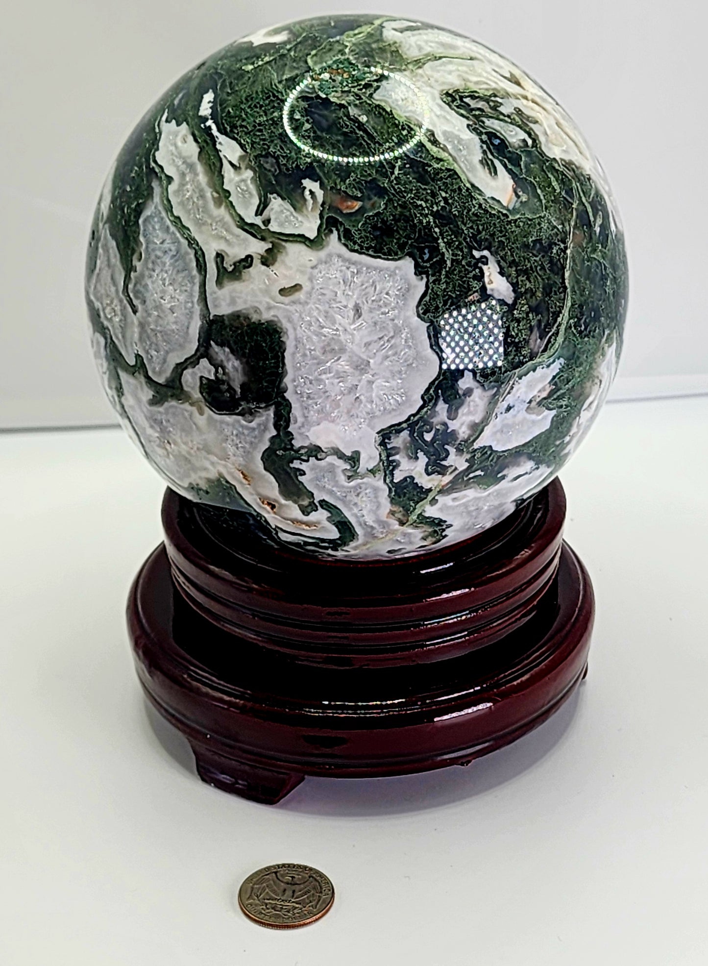 Large Moss Agate Sphere 125mm Free Shipping!