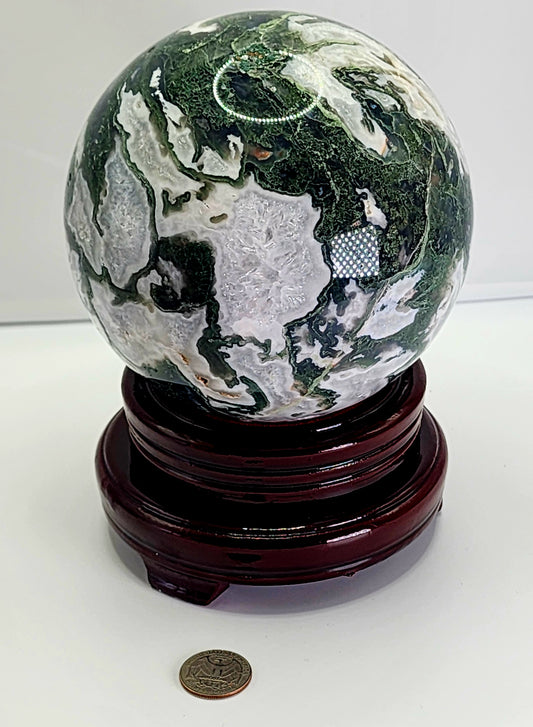 Large Moss Agate Sphere 125mm Free Shipping!