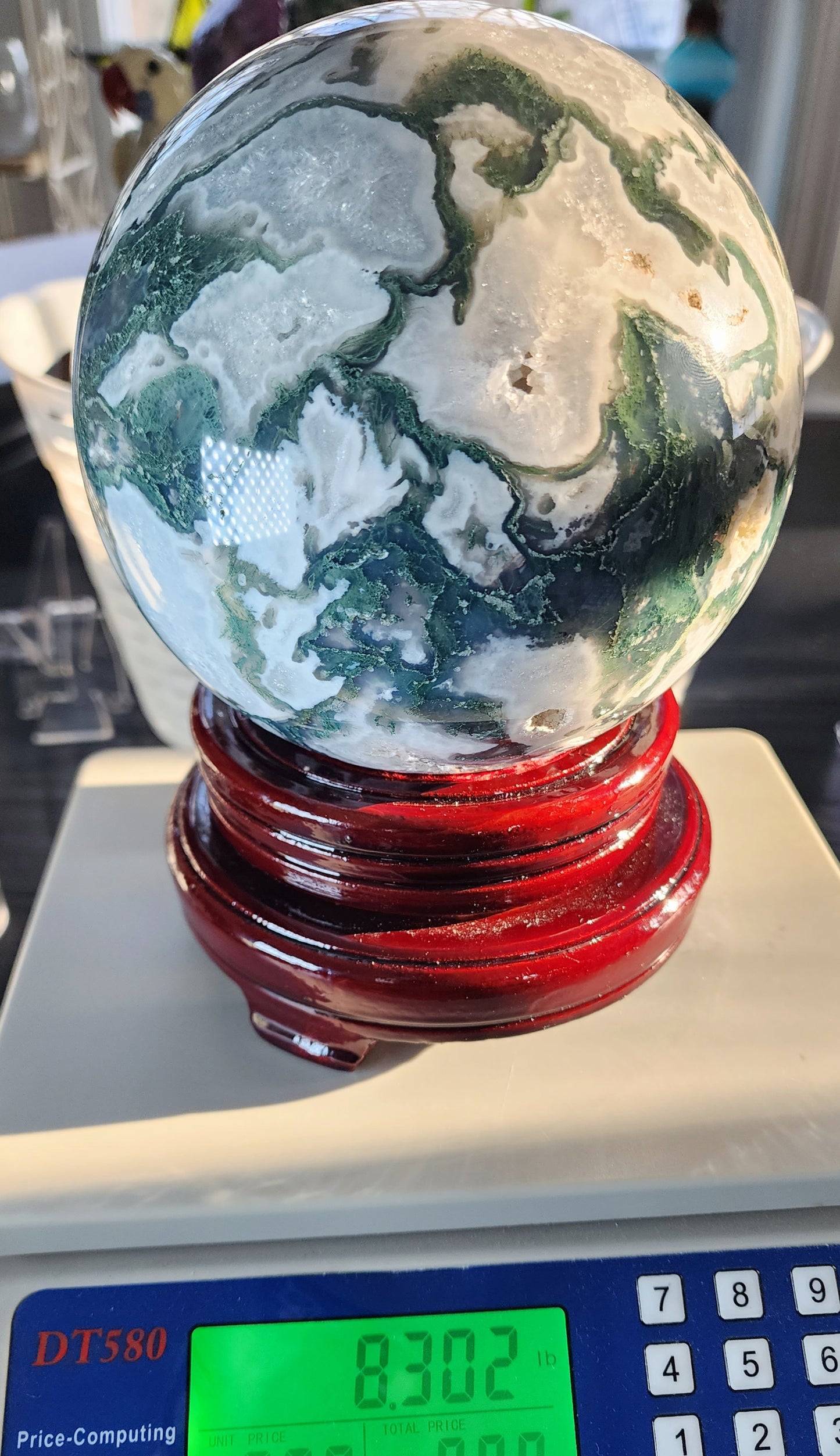 Large Moss Agate Sphere 125mm Free Shipping!