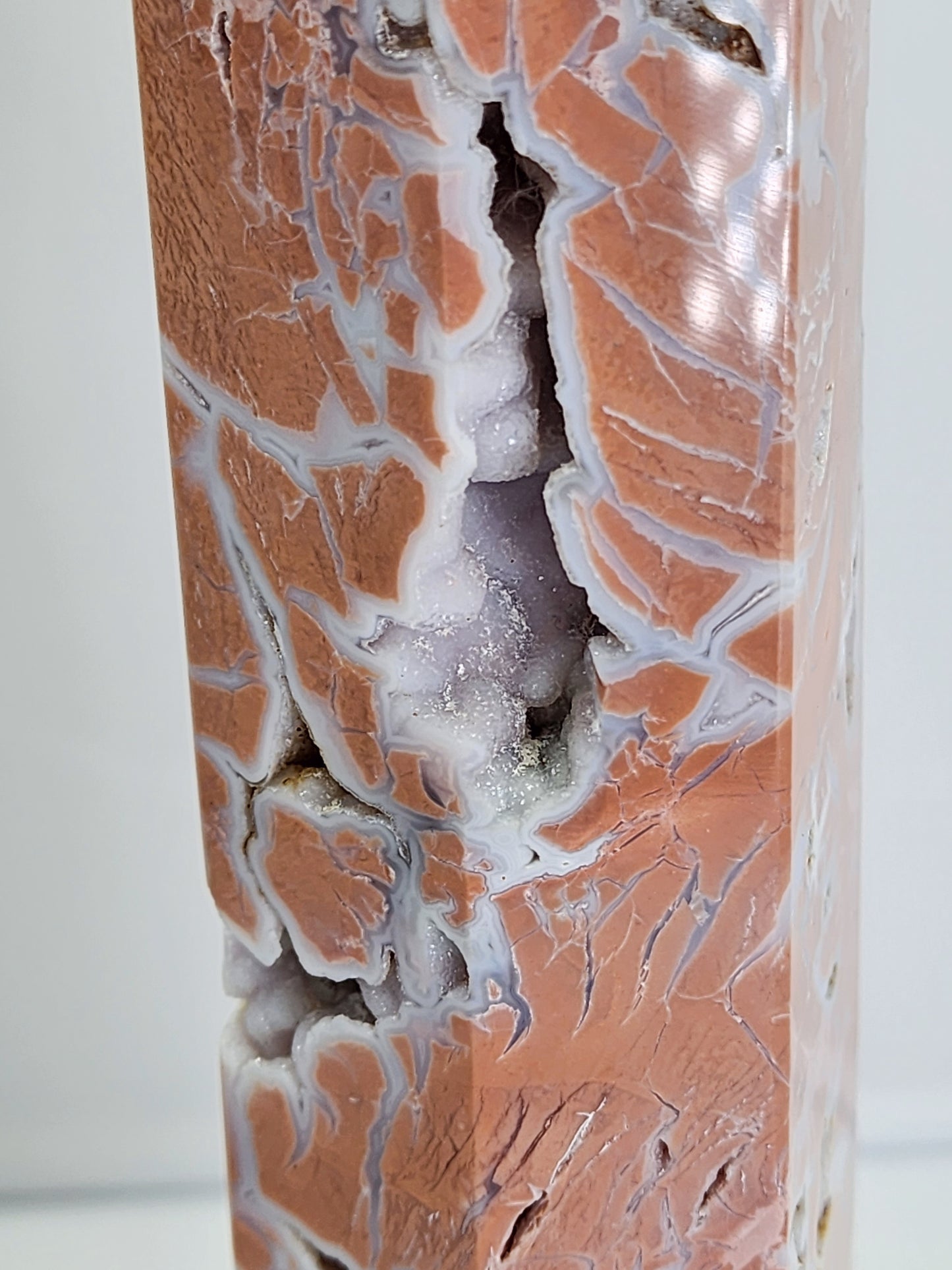 Large Pink Agate (Cotton Candy Agate) Tower With Druzy pockets 12" Tall Free Shipping!