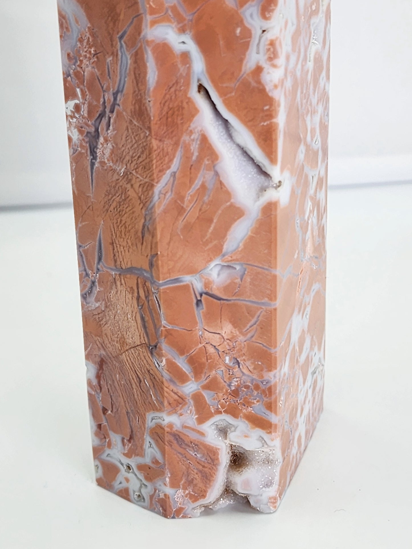 Large Pink Agate (Cotton Candy Agate) Tower With Druzy pockets 12" Tall Free Shipping!