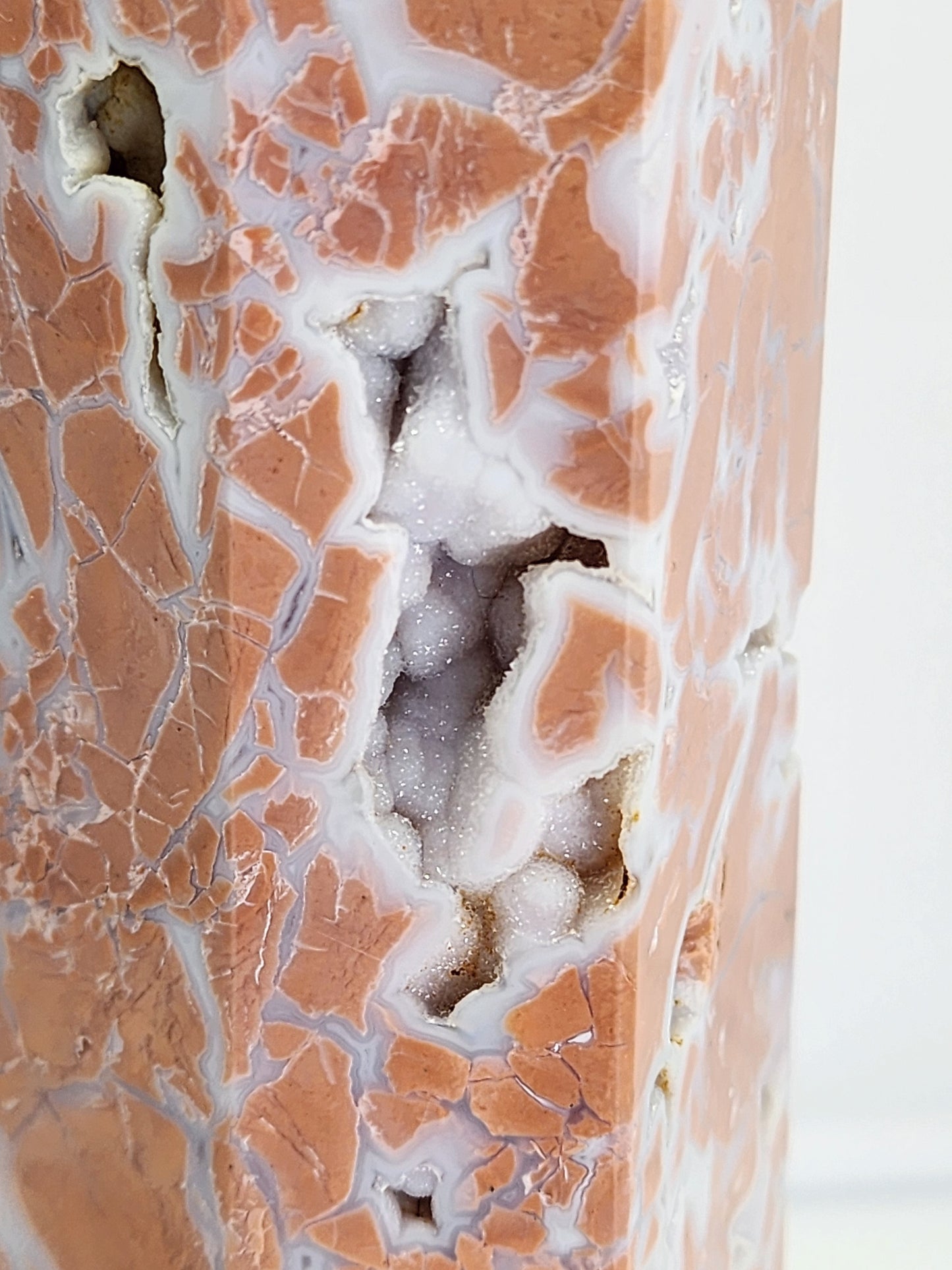 Large Pink Agate (Cotton Candy Agate) Tower With Druzy pockets 12" Tall Free Shipping!