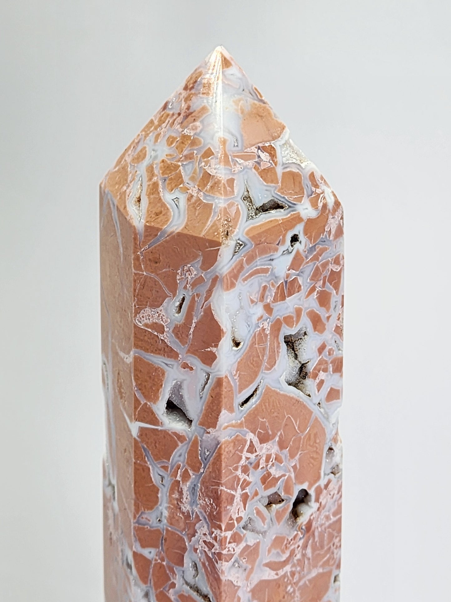 Large Pink Agate (Cotton Candy Agate) Tower With Druzy pockets 12" Tall Free Shipping!