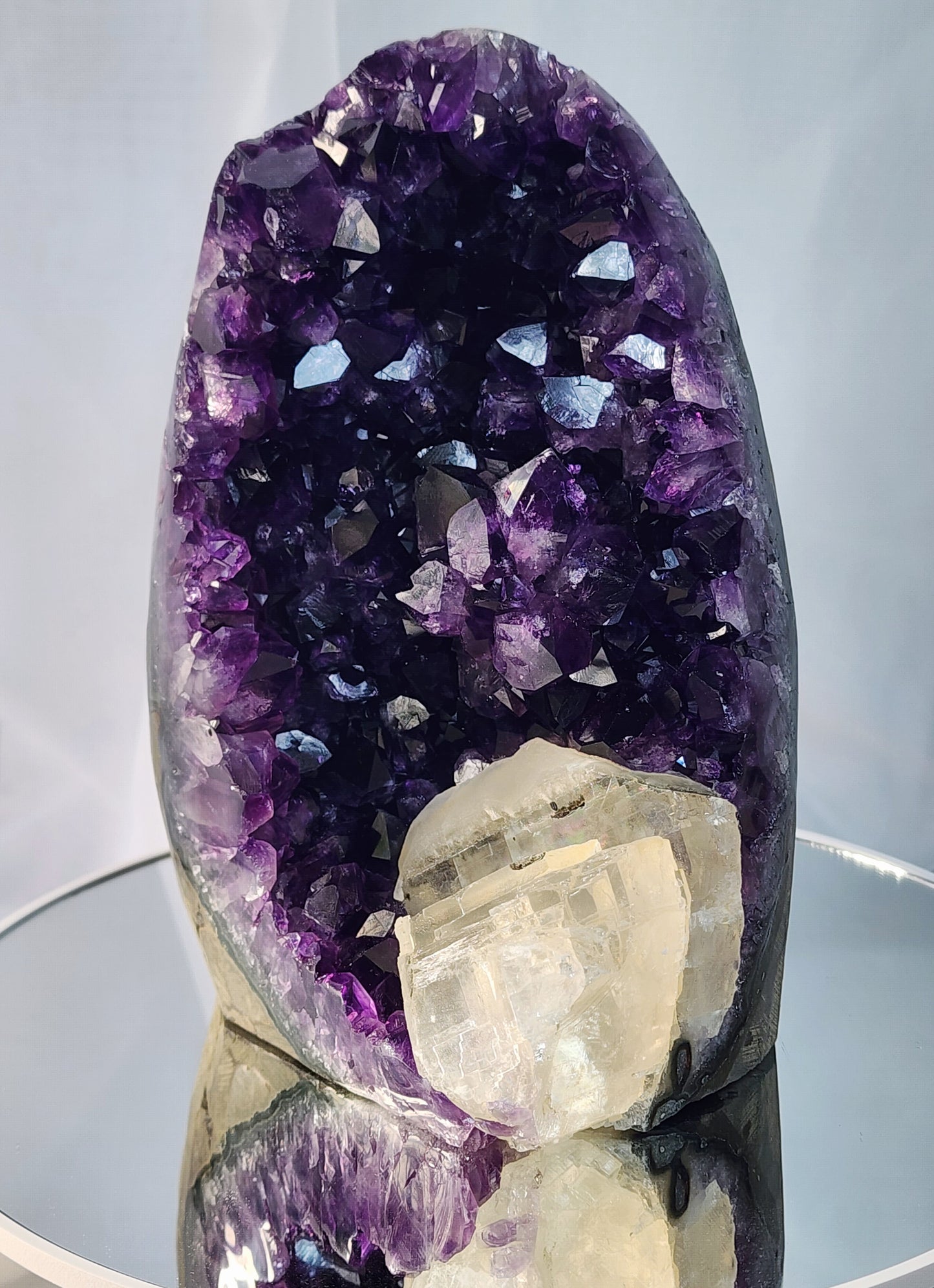 Druzy Amethyst Cathedral/Cut Base With Calcite from Uruguay and Free Shipping!