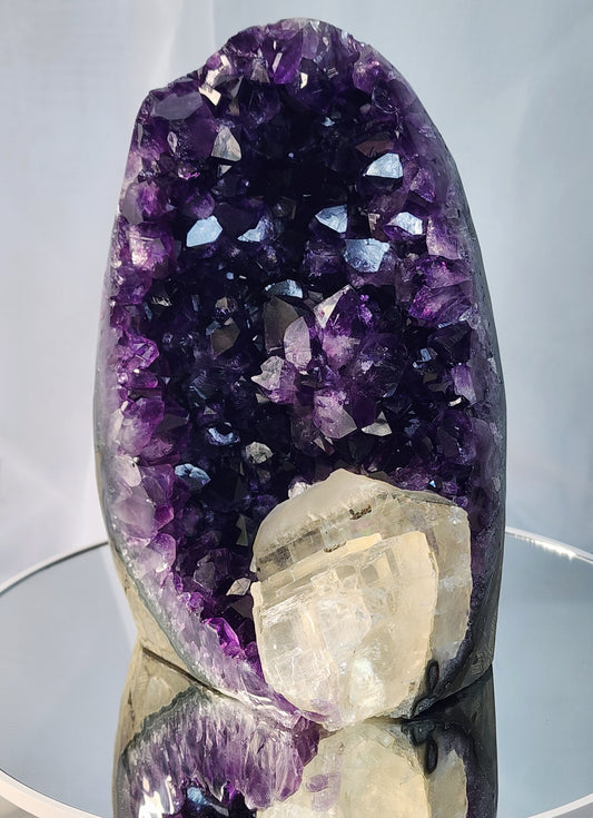 Druzy Amethyst Cathedral/Cut Base With Calcite from Uruguay and Free Shipping!