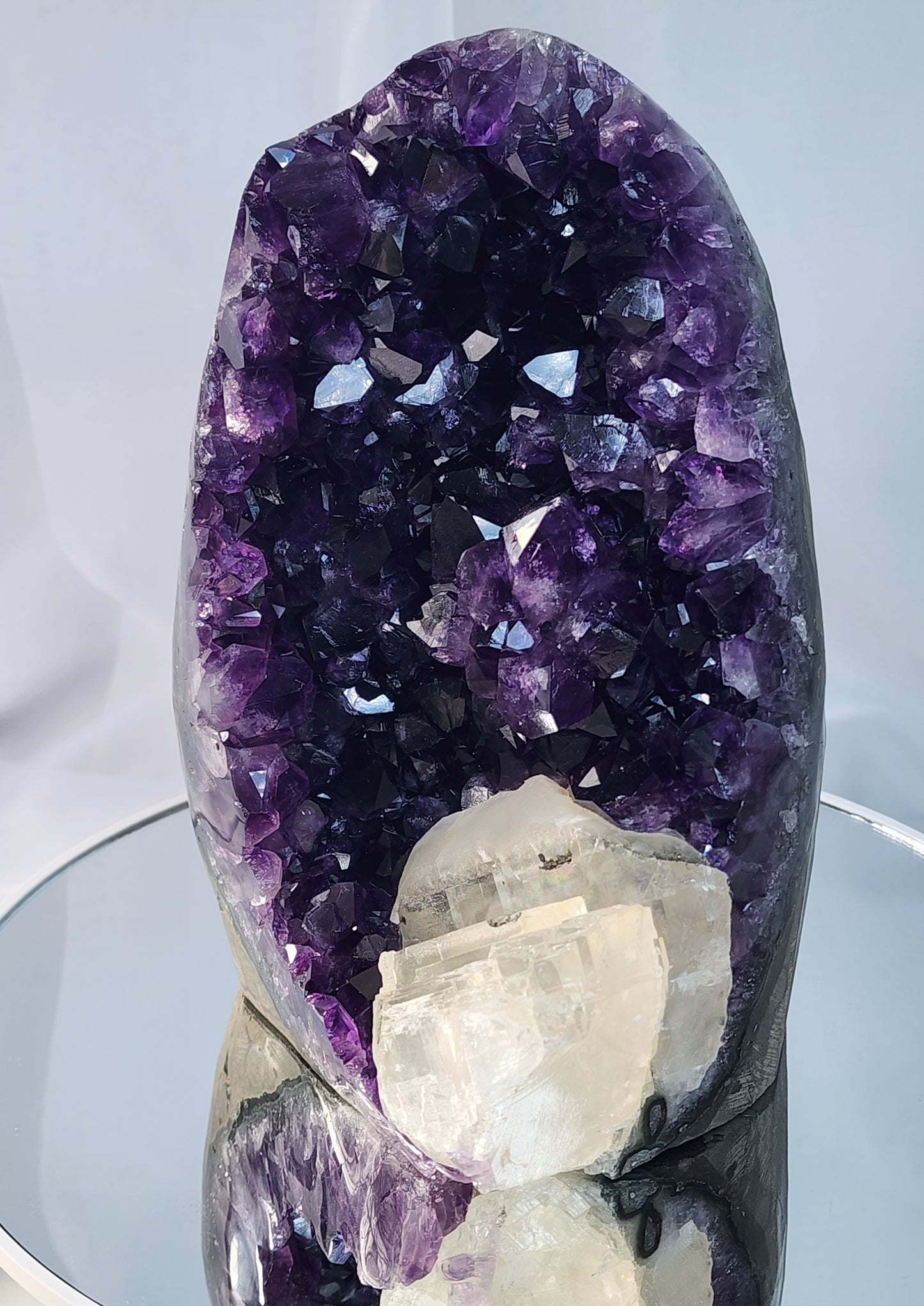 Druzy Amethyst Cathedral/Cut Base With Calcite from Uruguay and Free Shipping!