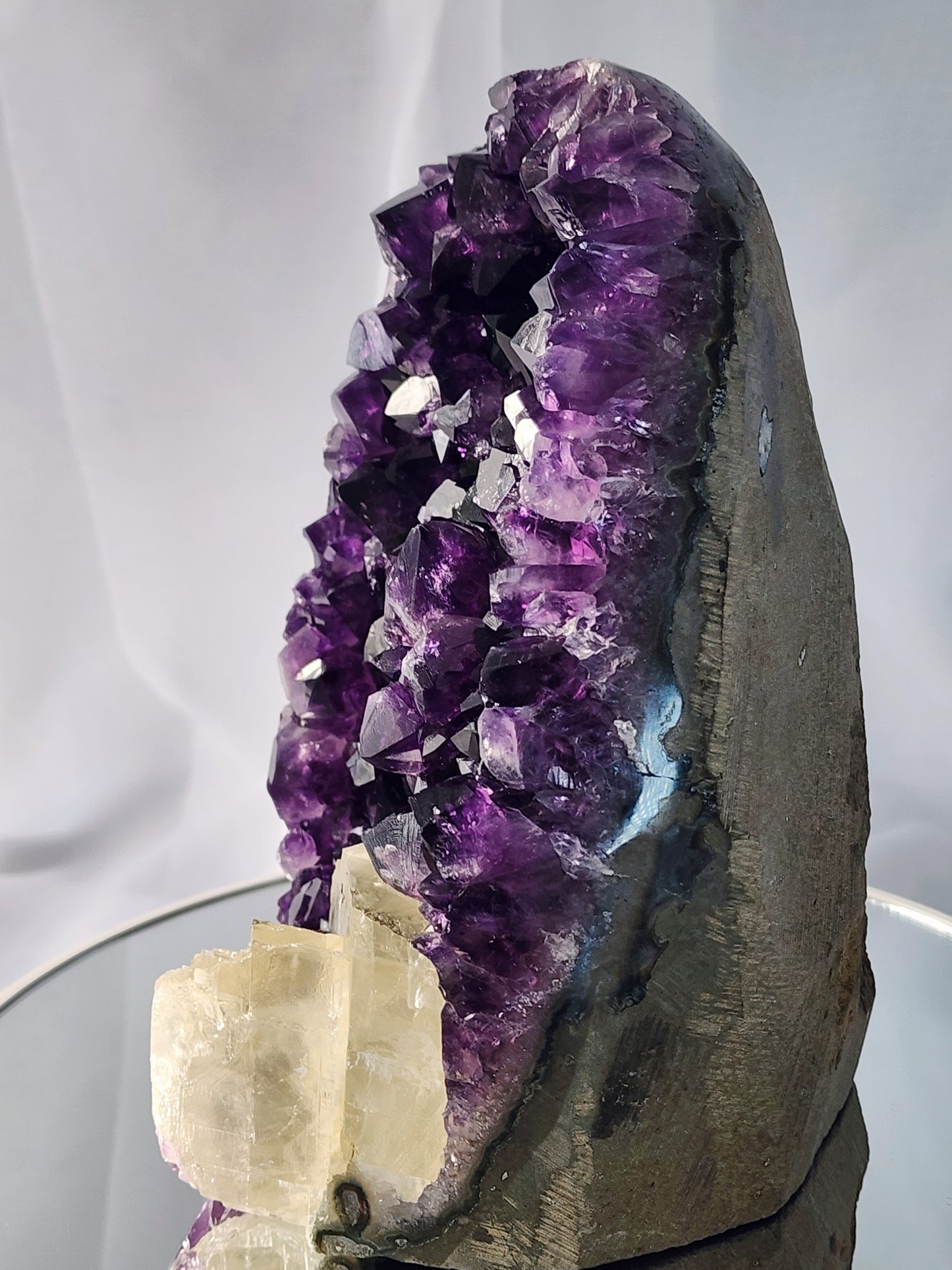 Druzy Amethyst Cathedral/Cut Base With Calcite from Uruguay and Free Shipping!