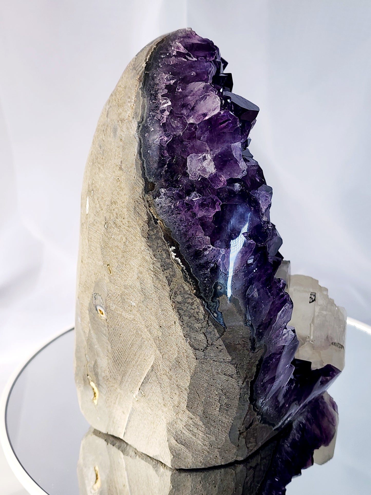 Druzy Amethyst Cathedral/Cut Base With Calcite from Uruguay and Free Shipping!