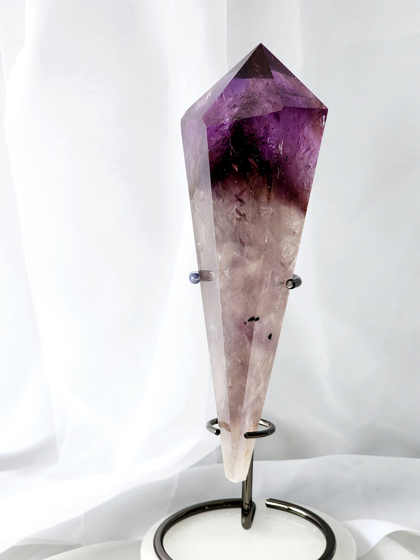 Large Amethyst /Citrine Wand (Scepter) with Metal Stand Free Shipping!