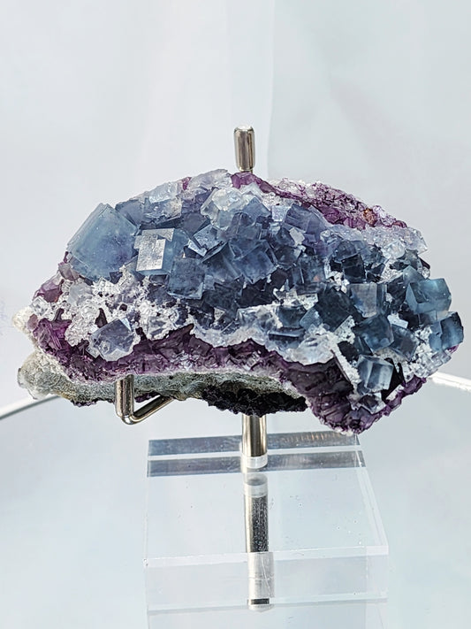 Purple Window With Blue Cube Fluorite on Dolomite Matrix from Zhejiang #4 Free Shipping