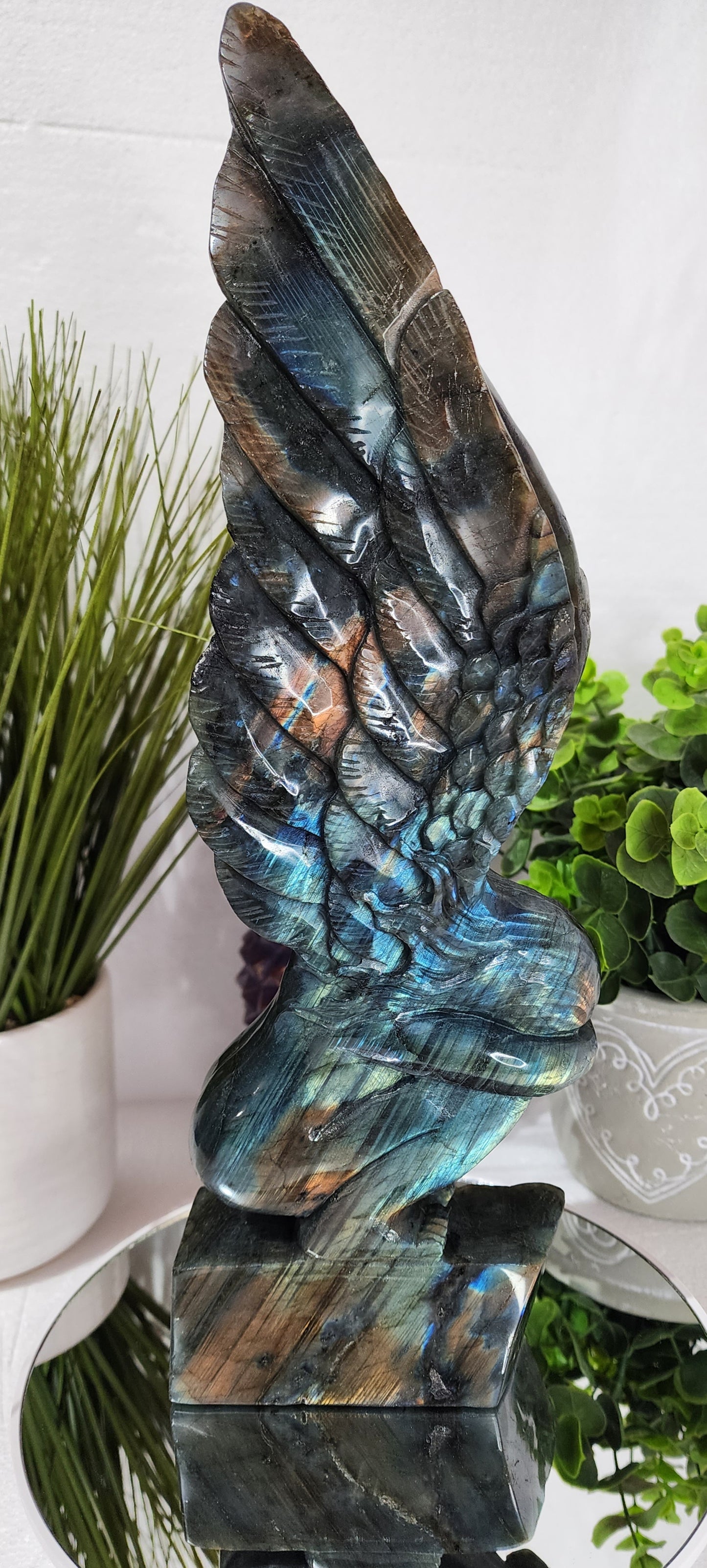 HQ Extra Large Labradorite Angel Carving