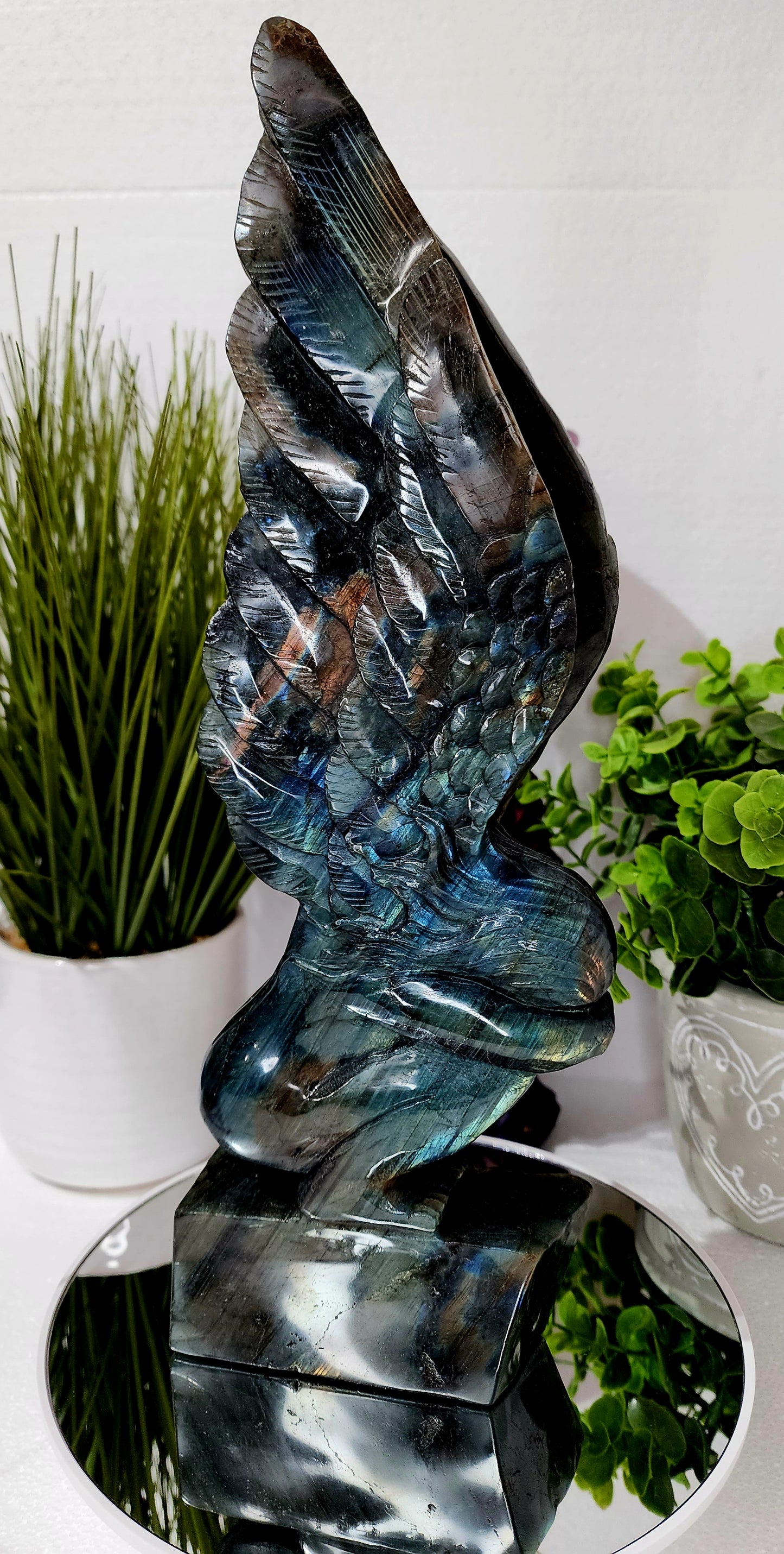 HQ Extra Large Labradorite Angel Carving