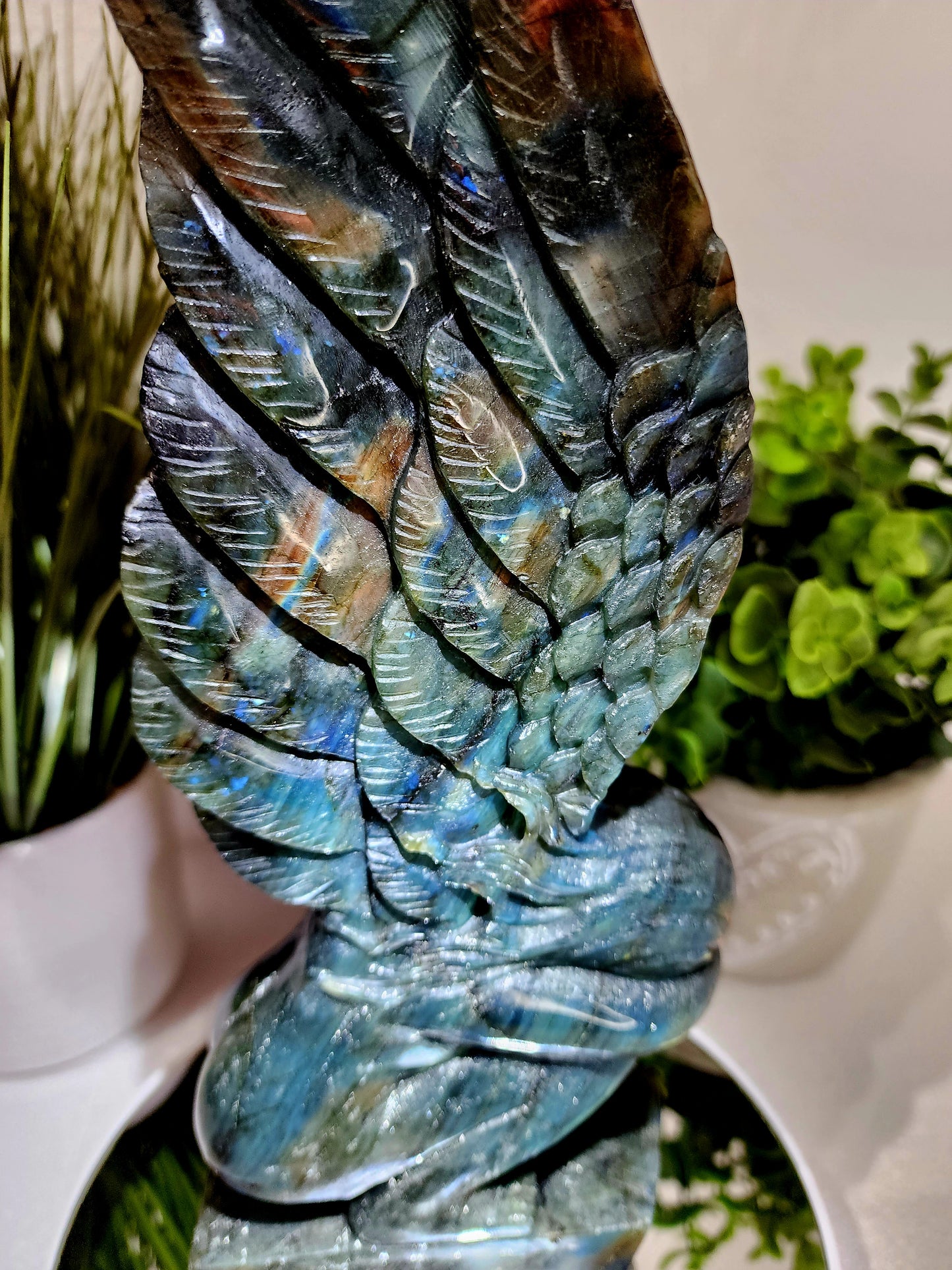 HQ Extra Large Labradorite Angel Carving