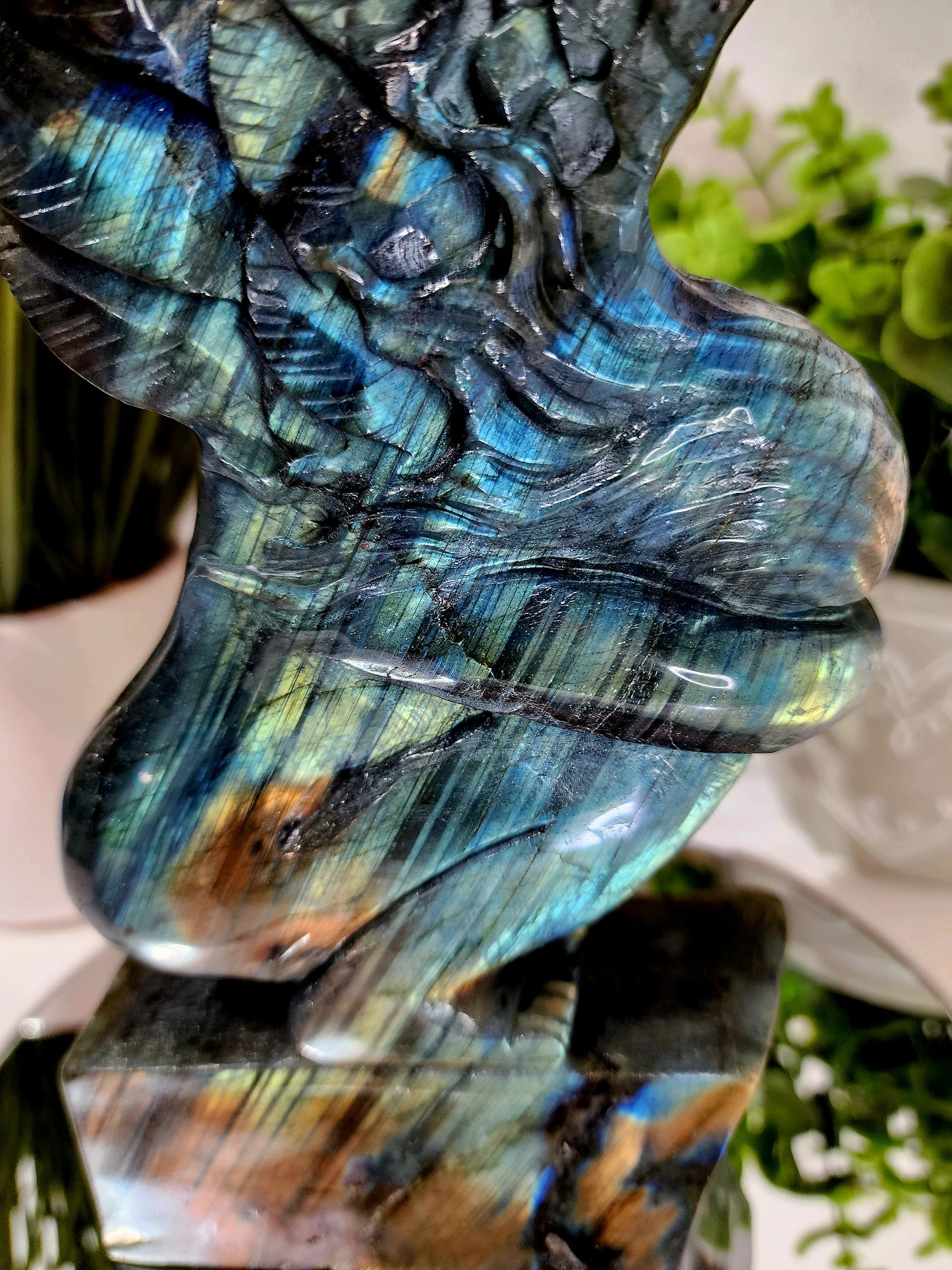 HQ Extra Large Labradorite Angel Carving