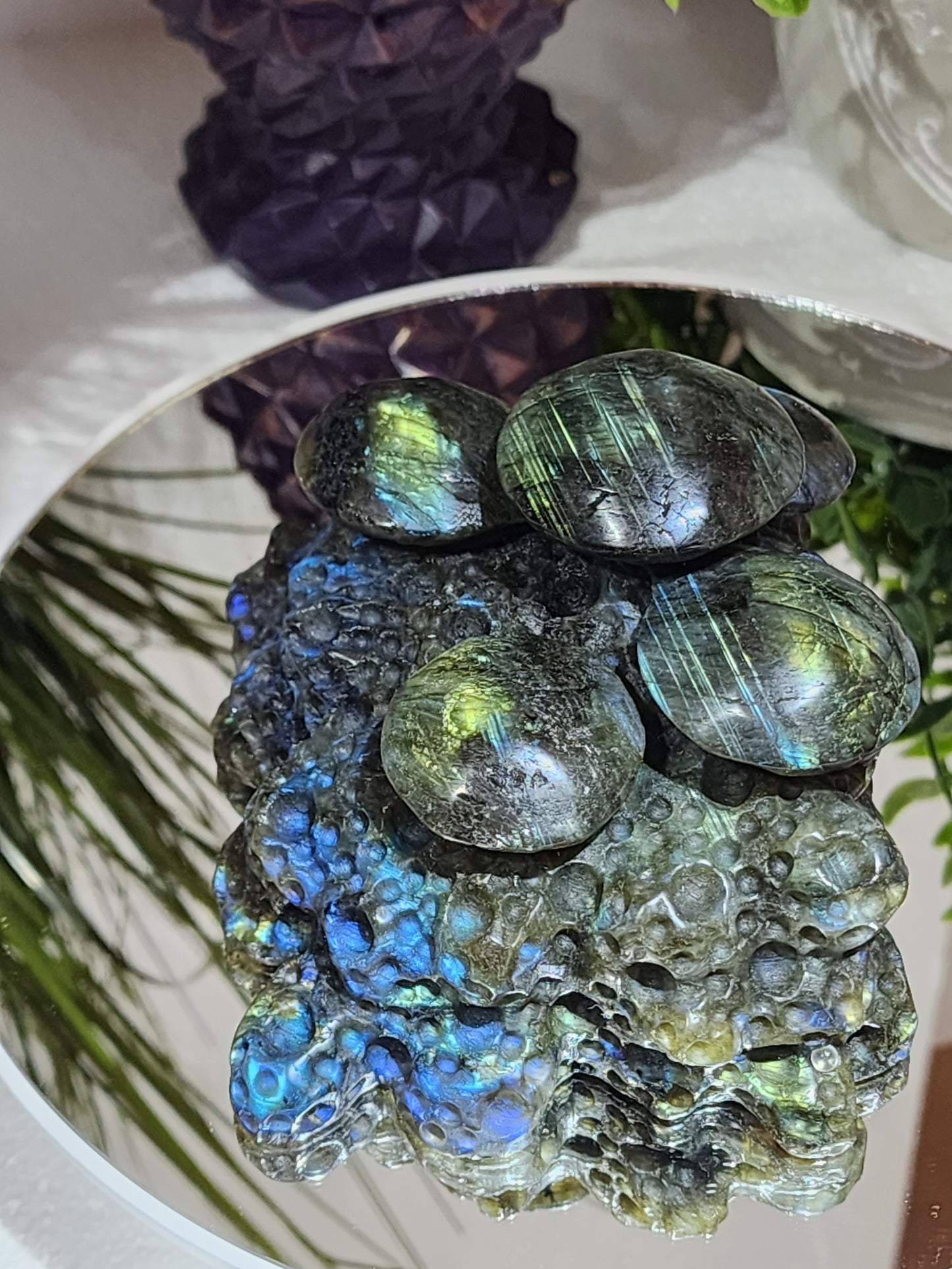 Labradorite Mushroom Cluster Carving