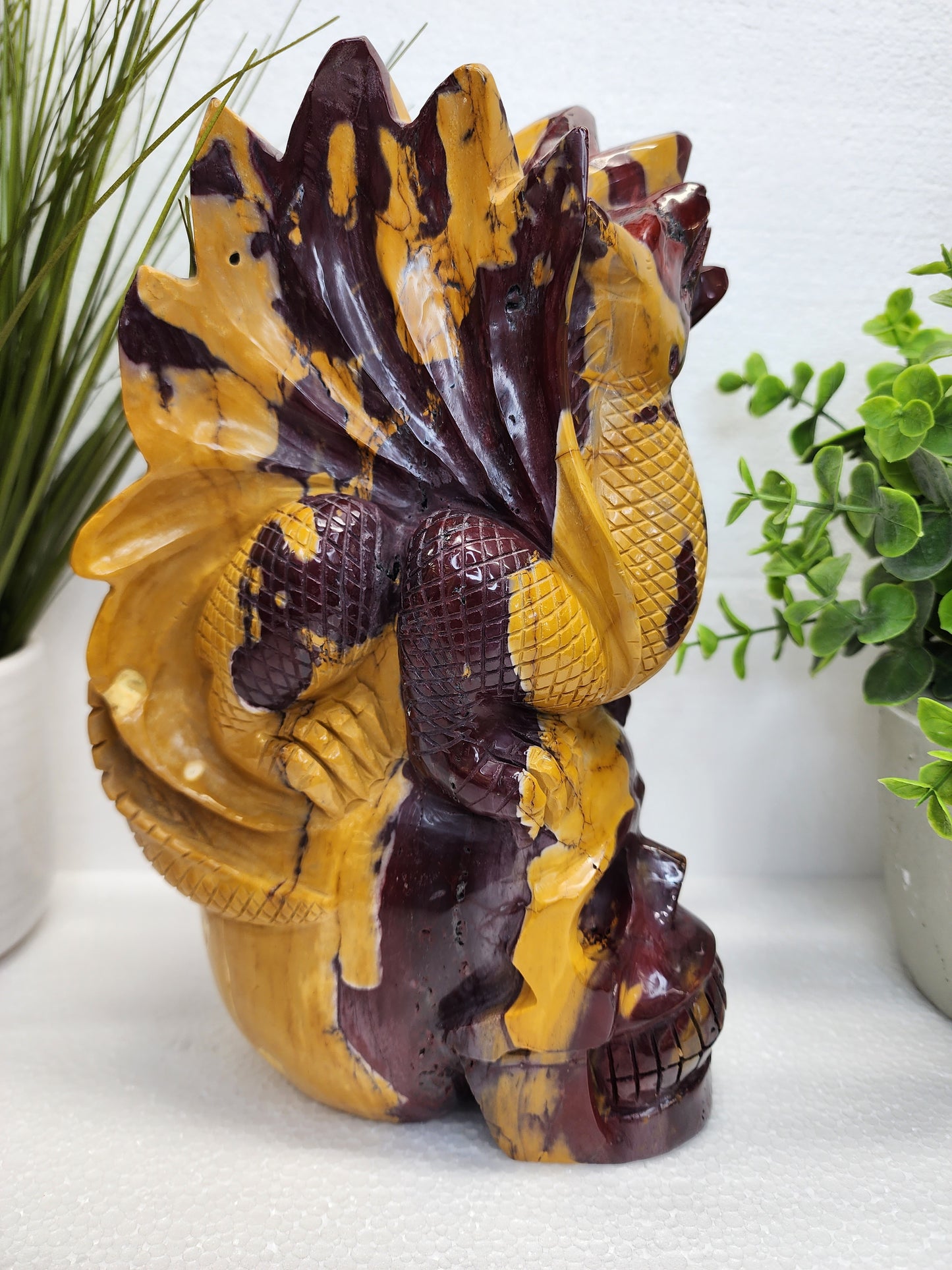 Extra Large Mookaite Skull and Dragon