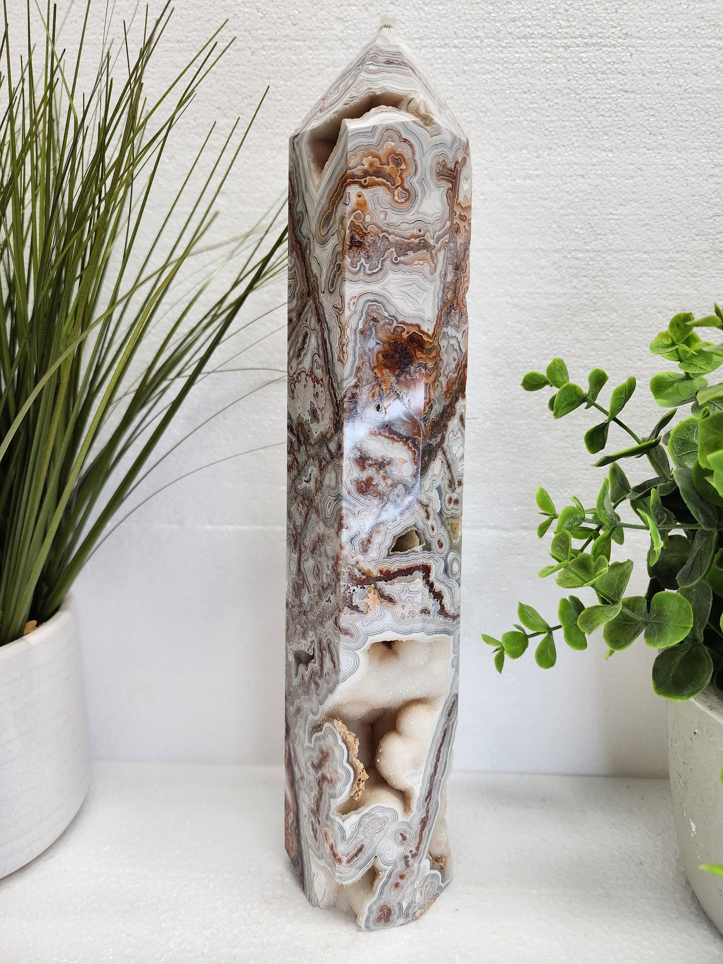 Large Druzy Mexican Lace Tower 12" Tall