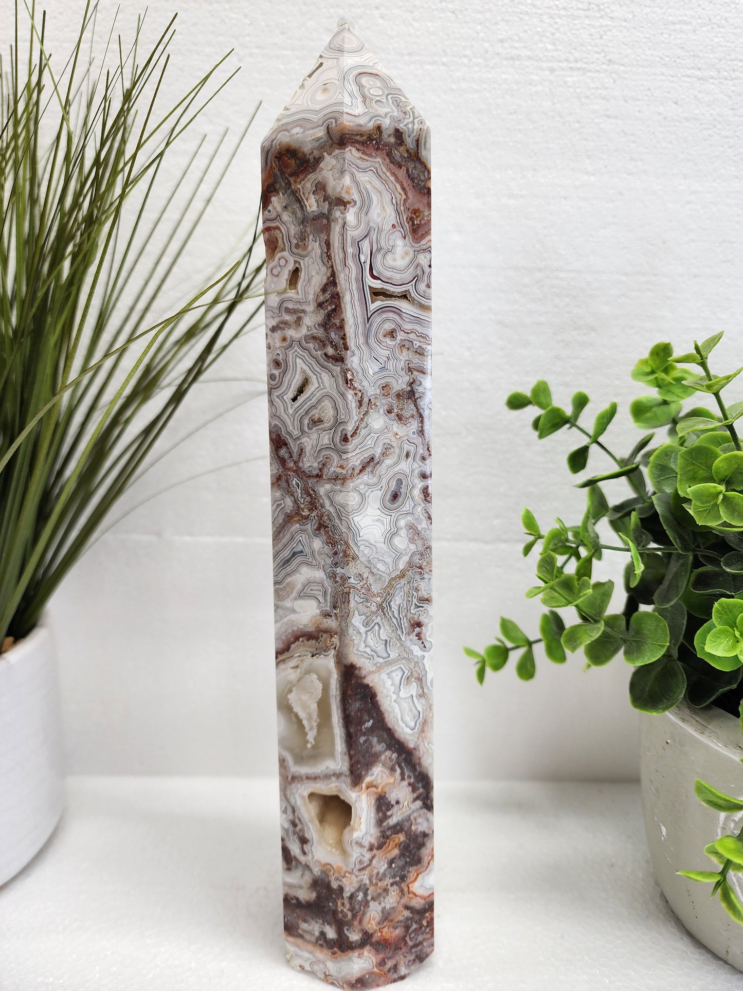 Large Druzy Mexican Lace Tower 12" Tall