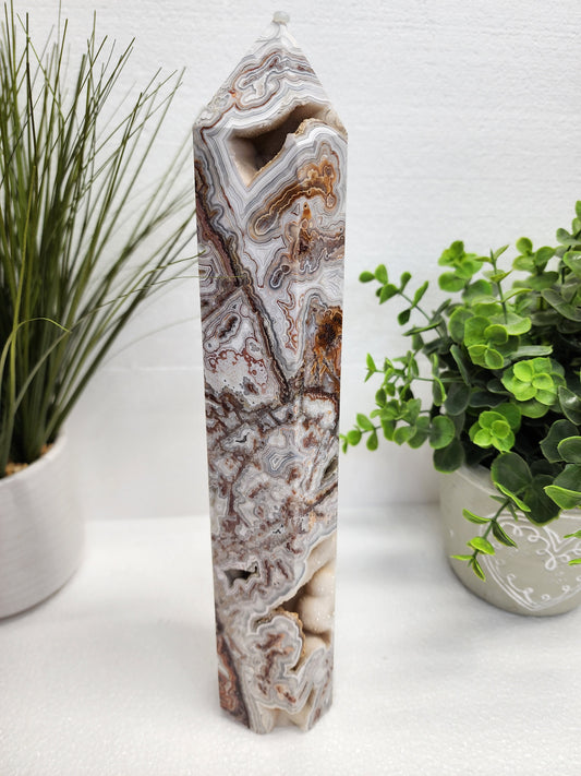 Large Druzy Mexican Lace Tower 12" Tall