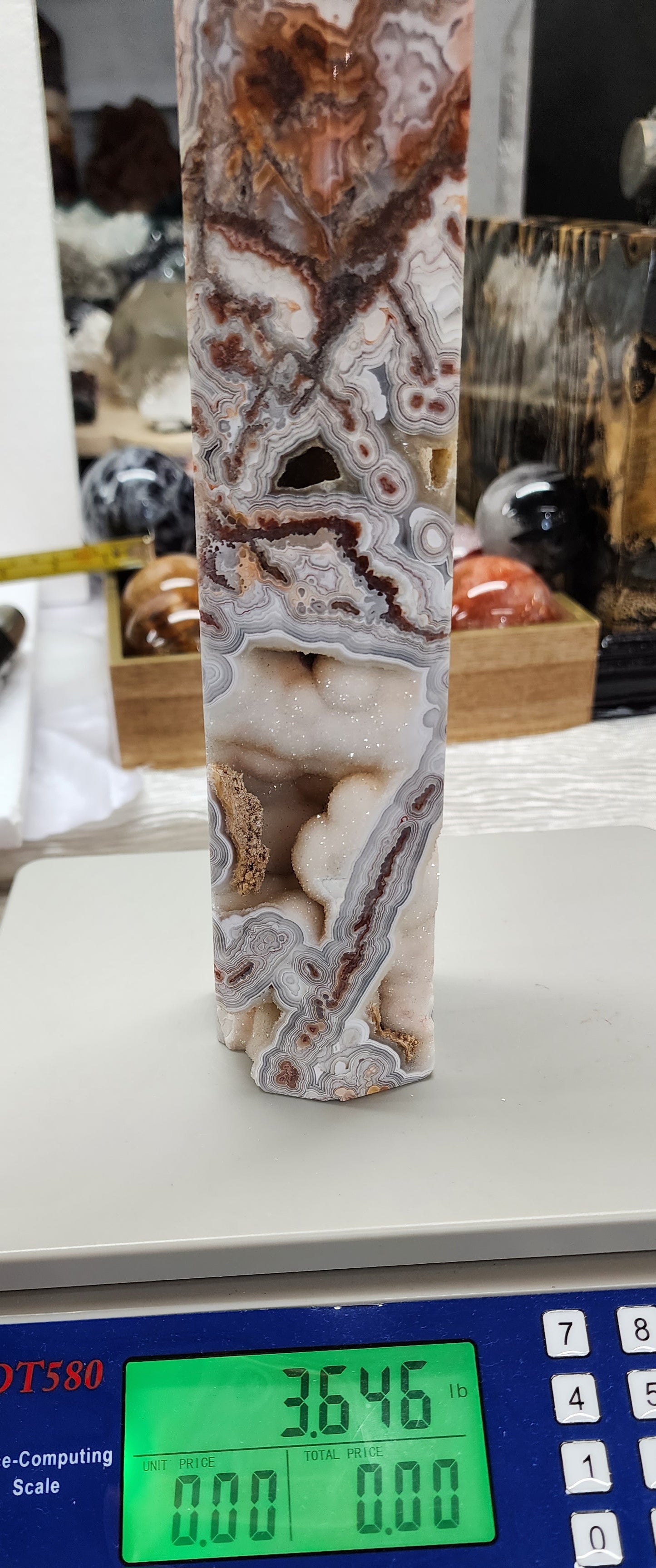 Large Druzy Mexican Lace Tower 12" Tall