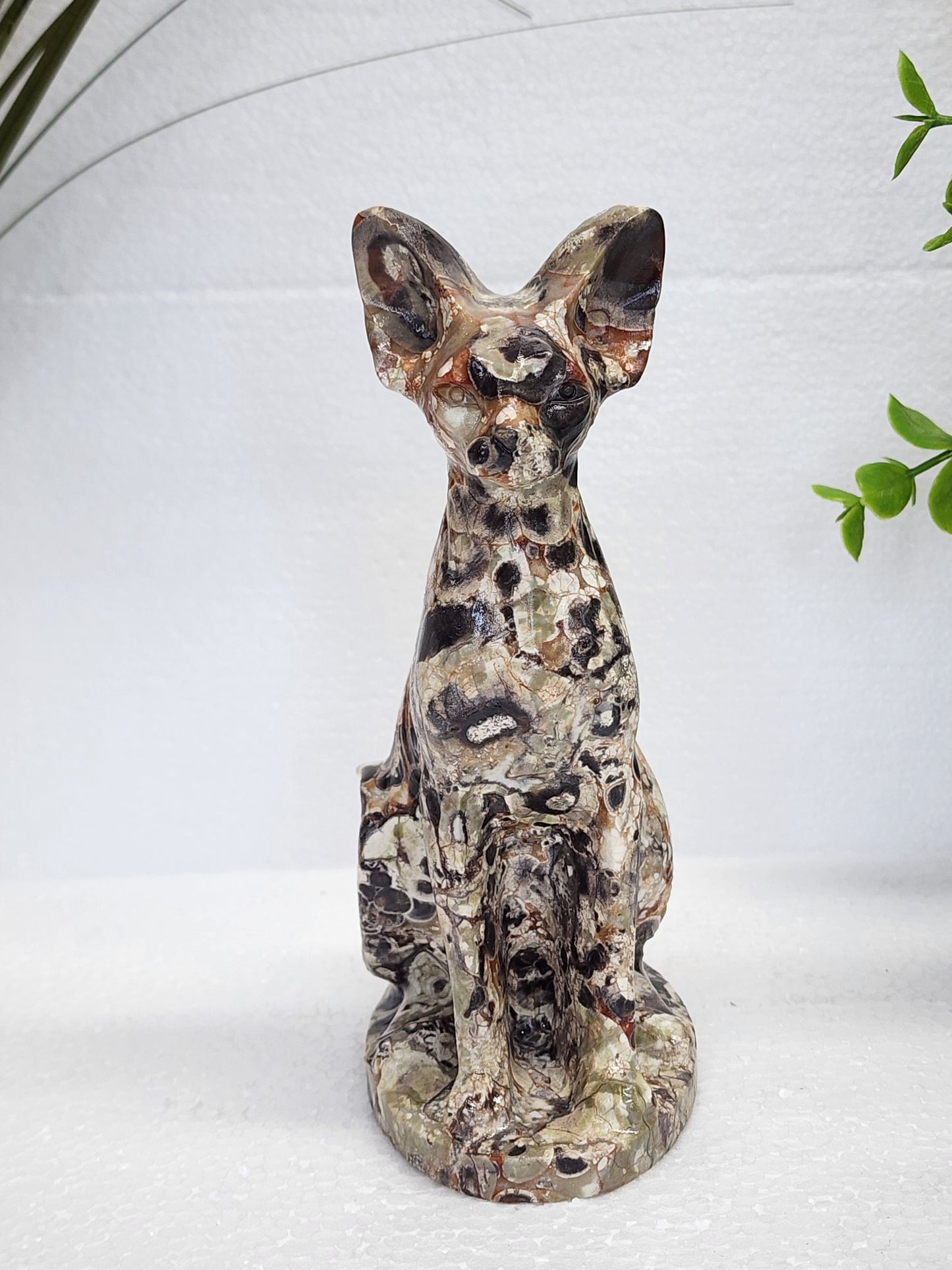 Money Agate Cat Carving