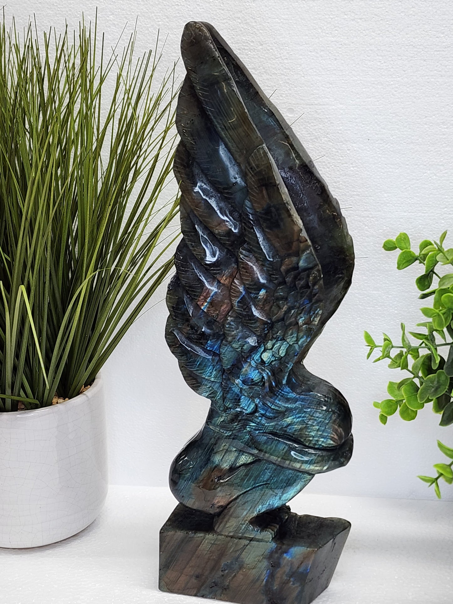 HQ Extra Large Labradorite Angel Carving