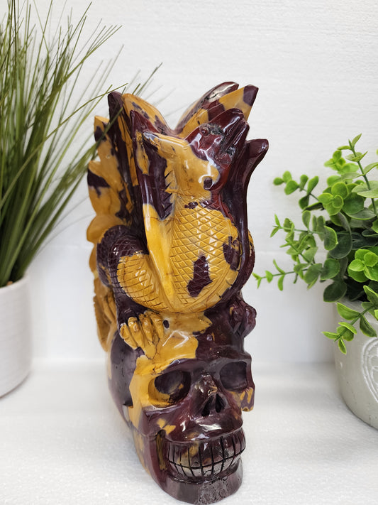Extra Large Mookaite Skull and Dragon